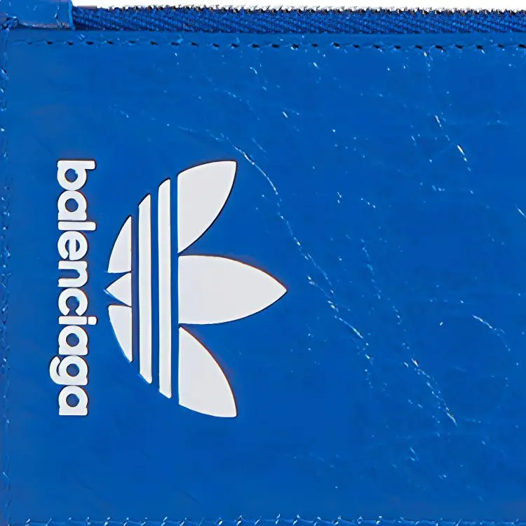 Balenciaga Adidas Collaboration Sheepskin Coin Purse, Card Holder Unisex Blue/White-2