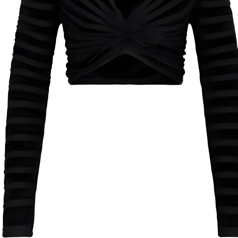 Alaia Off Shoulder Ruched Cropped Velvet Top-5