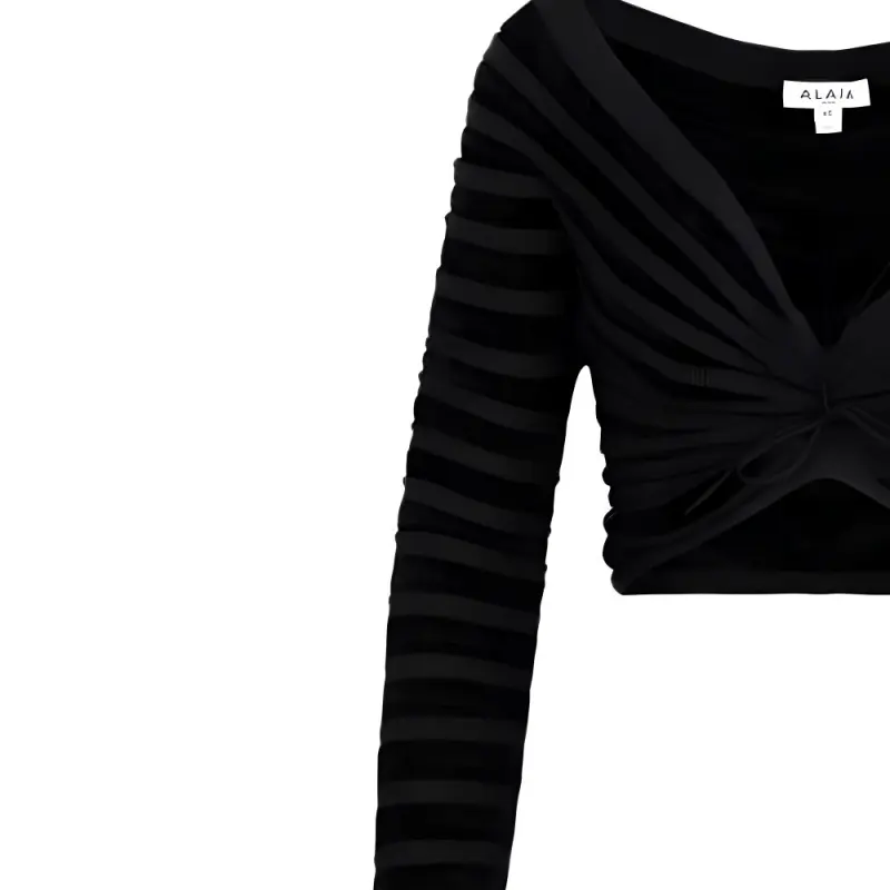 Alaia Off Shoulder Ruched Cropped Velvet Top-4