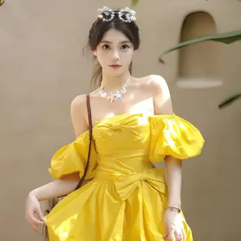 BloominGirls Short Sleeved Dress Women's Lemon