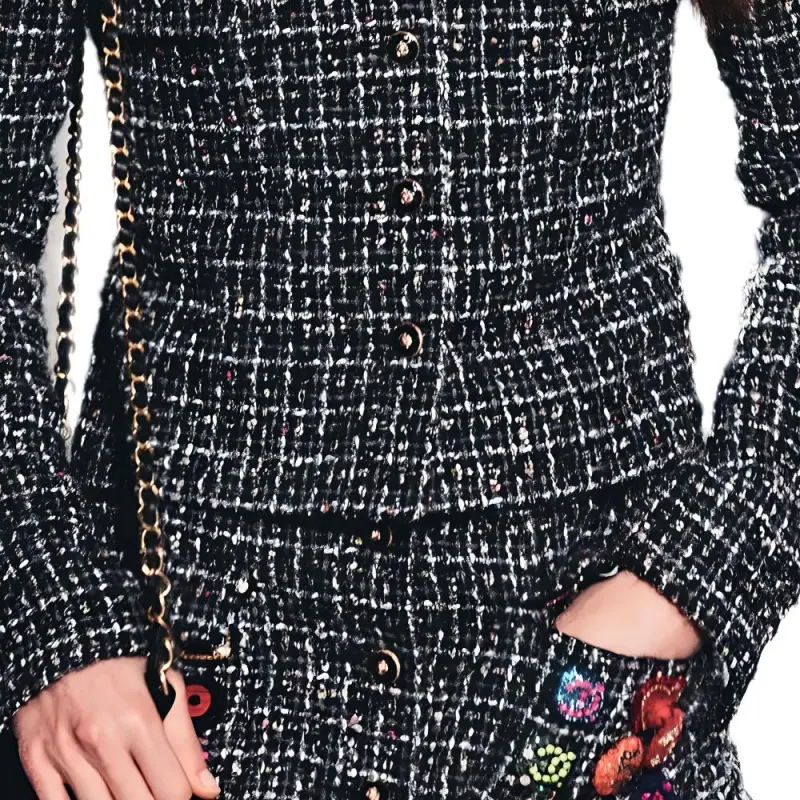 CHANEL 24 Fall And Winter Crop Tops Women's Black-3