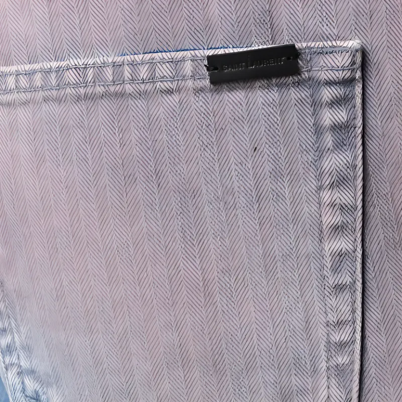 SAINT LAURENT Gradient Raw Edge Denim Shorts-4