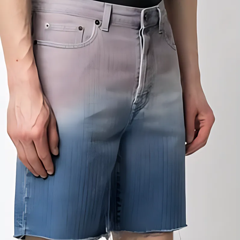SAINT LAURENT Gradient Raw Edge Denim Shorts-5