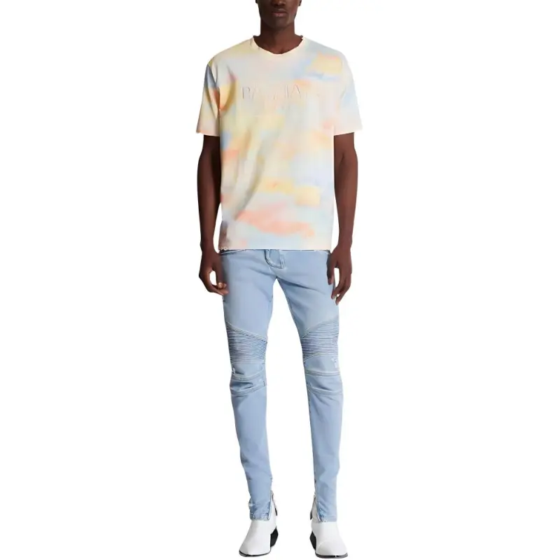 BALMAIN Cloud Vintage Logo embroidered Cotton T shirt-1