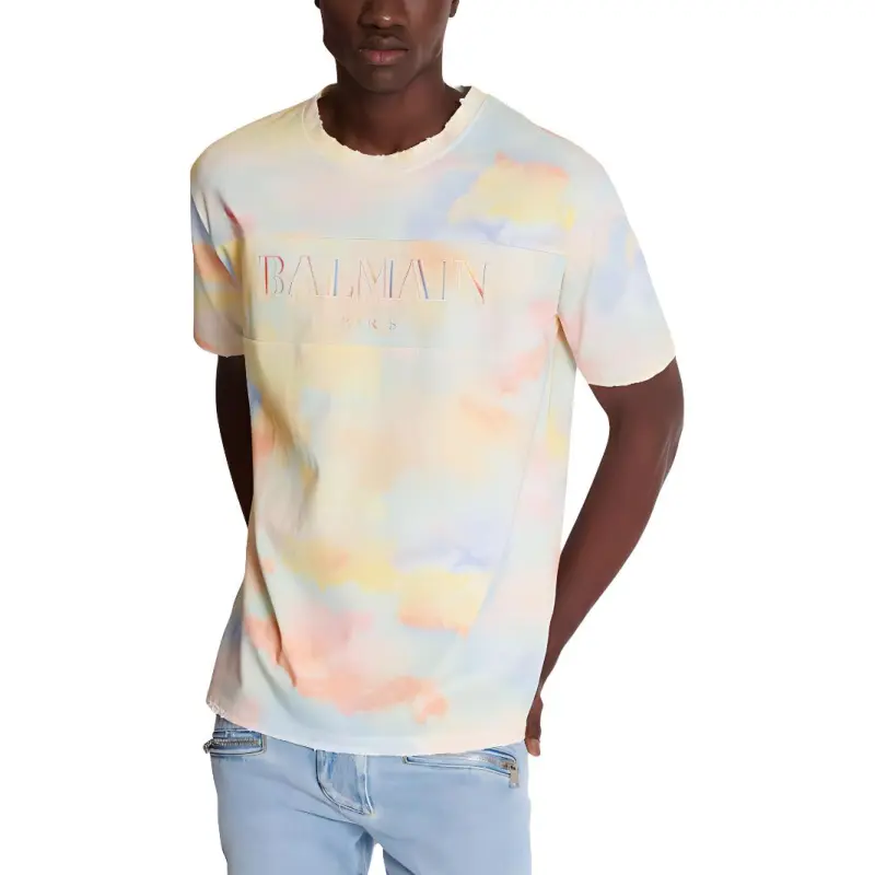 BALMAIN Cloud Vintage Logo embroidered Cotton T shirt-2