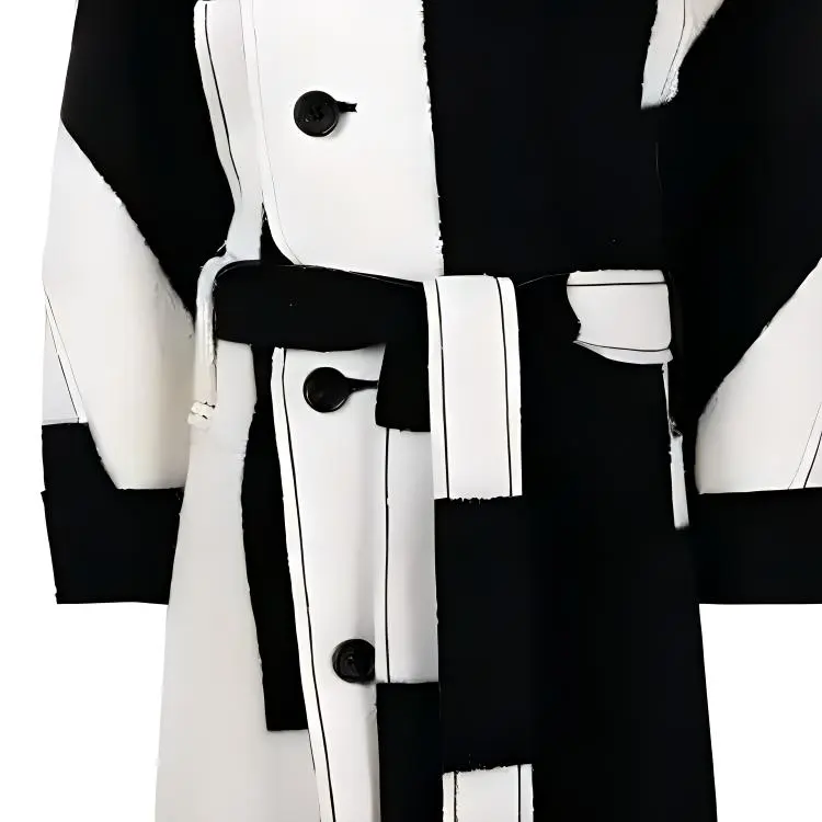 ISSEY MIYAKE Rectilinear Milled Checked Double-breasted Coat-5