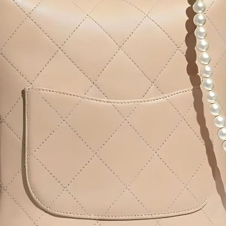CHANEL Gabrielle Calfskin Hobo Bag, Crossbody Bag Women's Beige-4