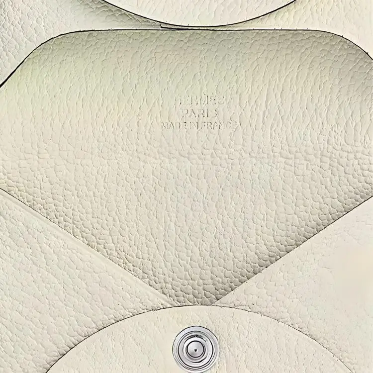 HERMES Bastia Sheepskin Coin Purses Card Holders Women's Cream White-4