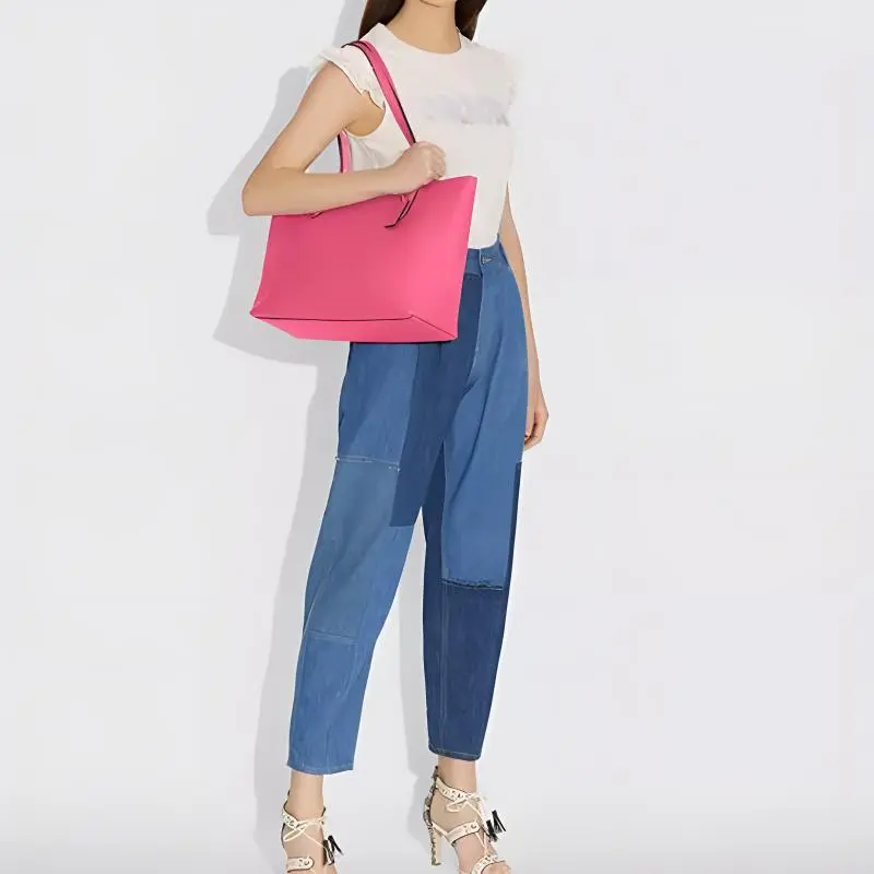 COACH Central Polished Pebbled Leather Tote Bag Shopping Bag Shoulder Bags Women's Fuchsia-4