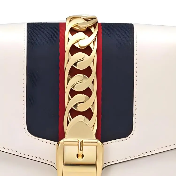 GUCCI Sylvie Leather Crossbody Bags Handbags Small Size Women's White-3