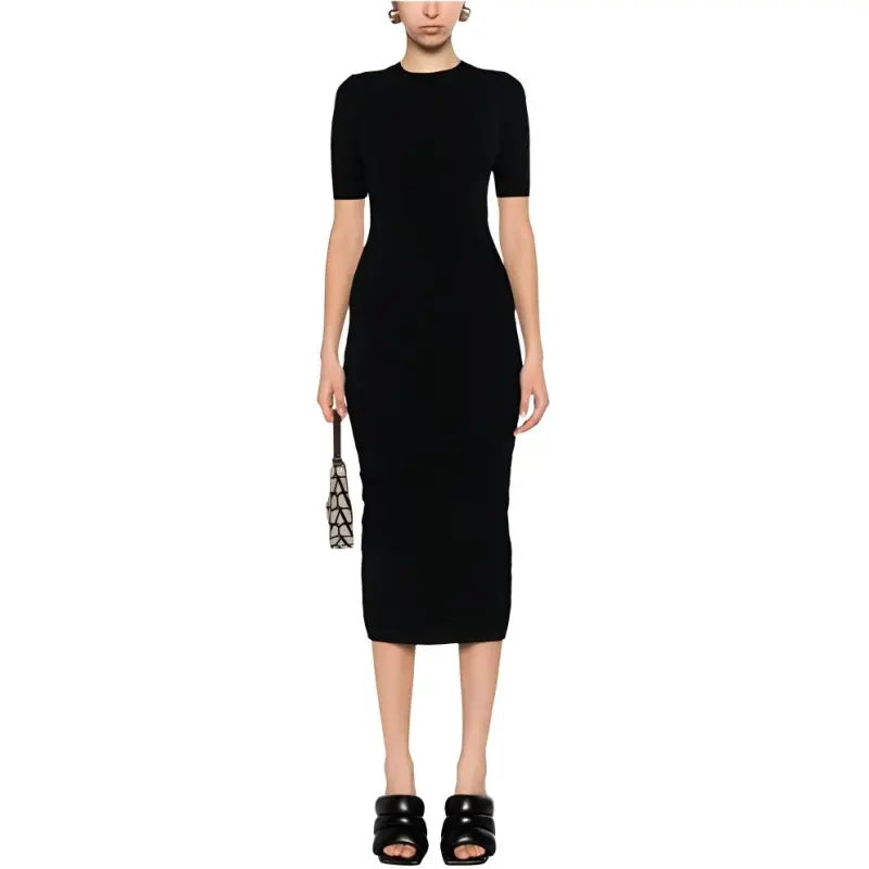 Valentino Short Sleeved Dress Women's Black-3