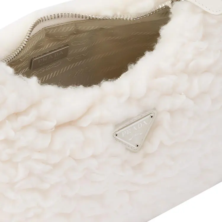 PRADA Re Edition 2005 Bag Wool And Cashmere Bag Mini Natural-3