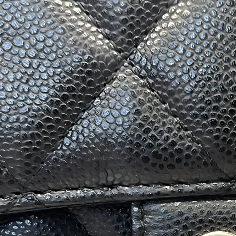 CHANEL WOC Leather With Litchi Grain Calfskin Shoulder Bag, Crossbody Bag Women's Black-8