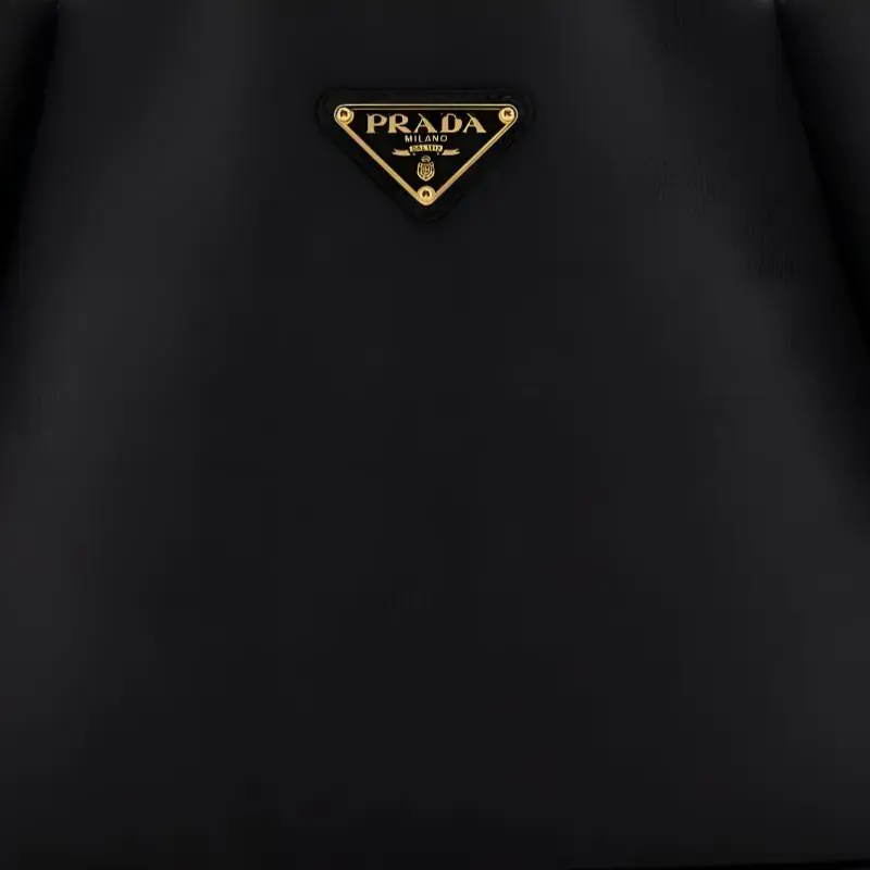 PRADA Leather Tote Bag, Shopping Bag, Handbag Women's Black-3