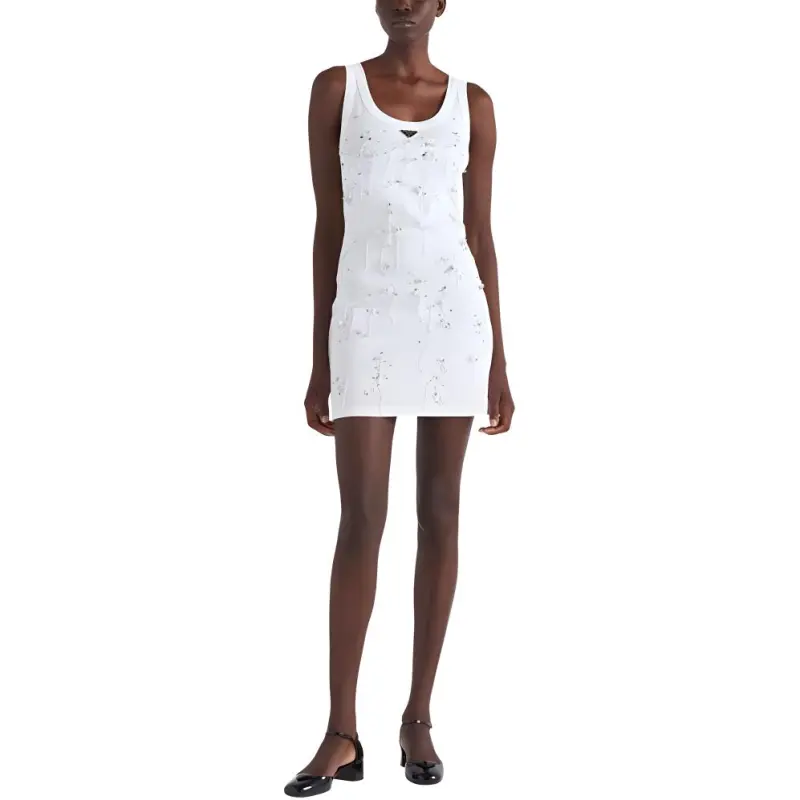 PRADA Embroidered Sleeveless Mini Dress-1