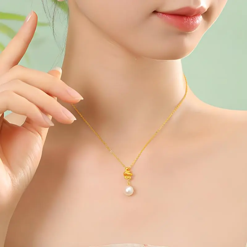Yuanyanghuangjin Freshwater Pearl Necklaces Women's-4
