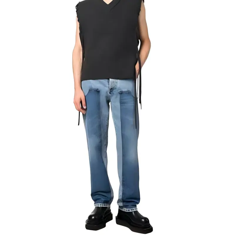 BALMAIN Patchwork Straight Leg Jeans-2