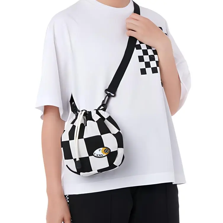Vans Polyester Small Crossbody Bag, Shoulder Bag, Bucket Bag Regular Women's Black White-3