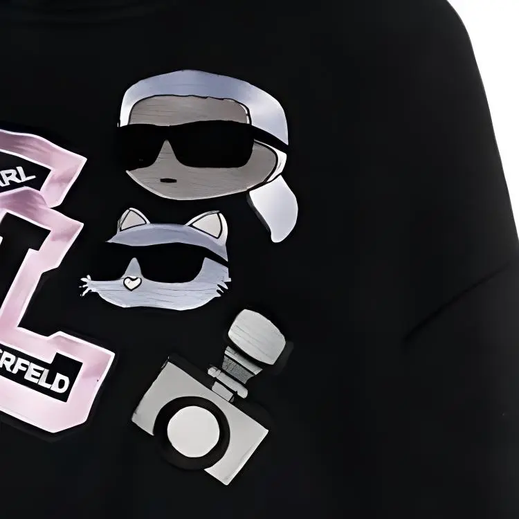 KARL LAGERFELD / Karl Lagerfeld Jeans Ikonik Varsity Logo Embroidered Hoodie-4