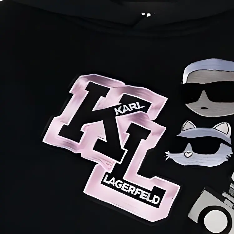 KARL LAGERFELD / Karl Lagerfeld Jeans Ikonik Varsity Logo Embroidered Hoodie-5