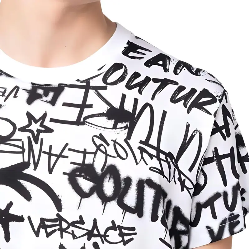 VERSACE Graffiti print Cotton T shirt-6