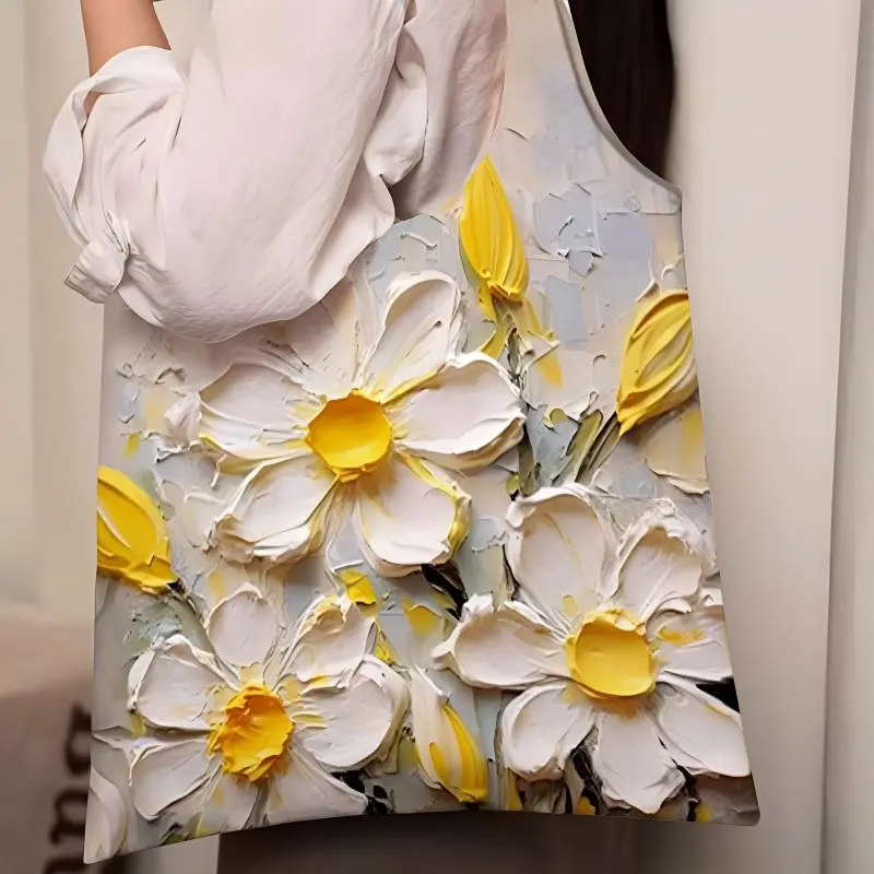 AOSONG Suede Tech Fabric Shoulder Bag Large Size Unisex Yellow & White-4
