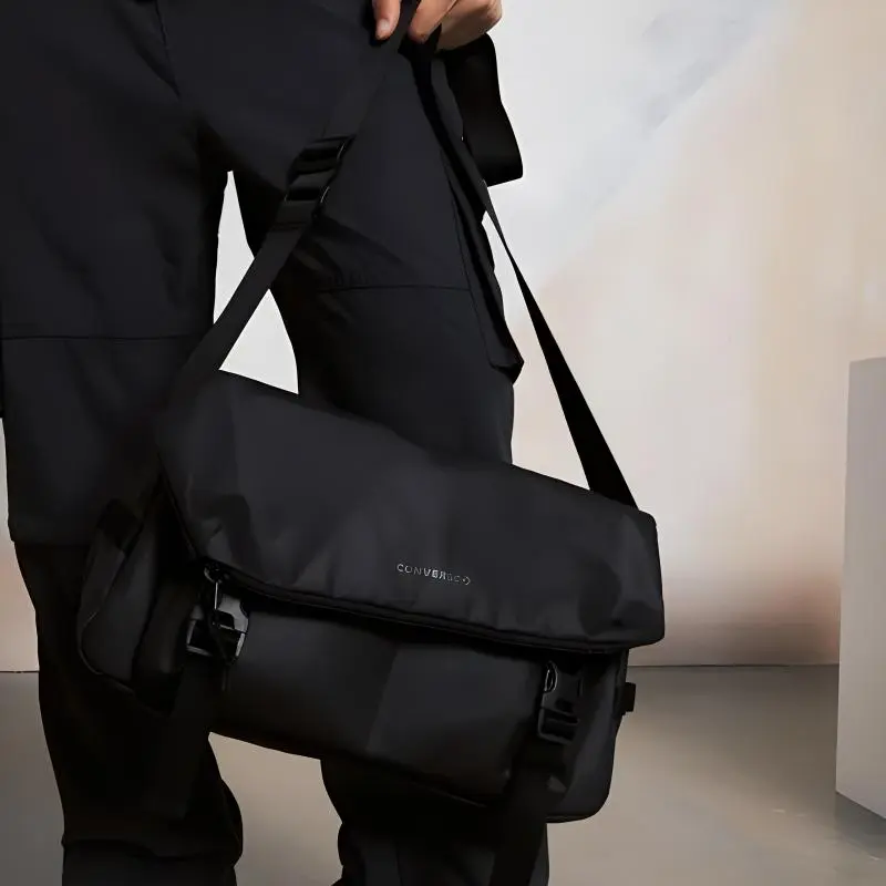 Converse Polyester Messenger Bag Shoulder Bag Crossbody Bag Regular Unisex Black-3
