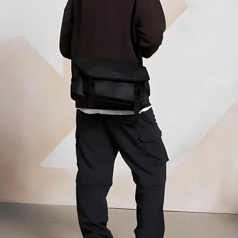 Converse Polyester Messenger Bag Shoulder Bag Crossbody Bag Regular Unisex Black-4