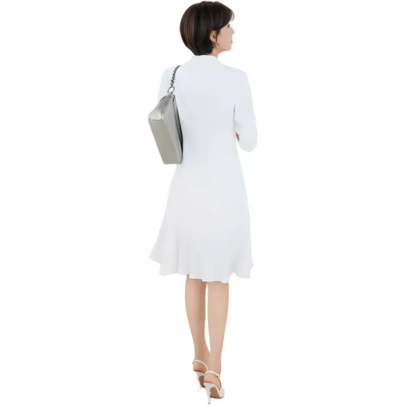 ONE SHALLOW Long Sleeved Dresses Women's White-1