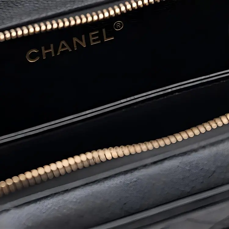 CHANEL Calfskin Box Shaped Bag, Makeup Bag, One Shoulder Bag, Handbag Mini Women's Black-2