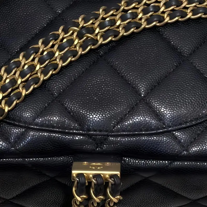 CHANEL Grain Cow Leather Backpack Women's Black-3