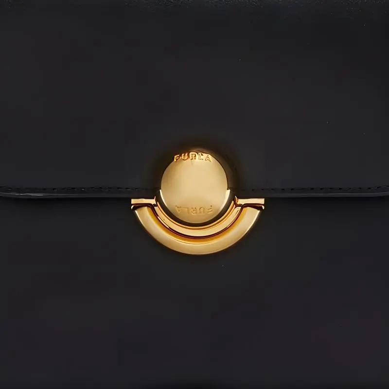 Furla Calfskin Shoulder Bag, Crossbody Bag, Handbag Trumpets Women's Black-4