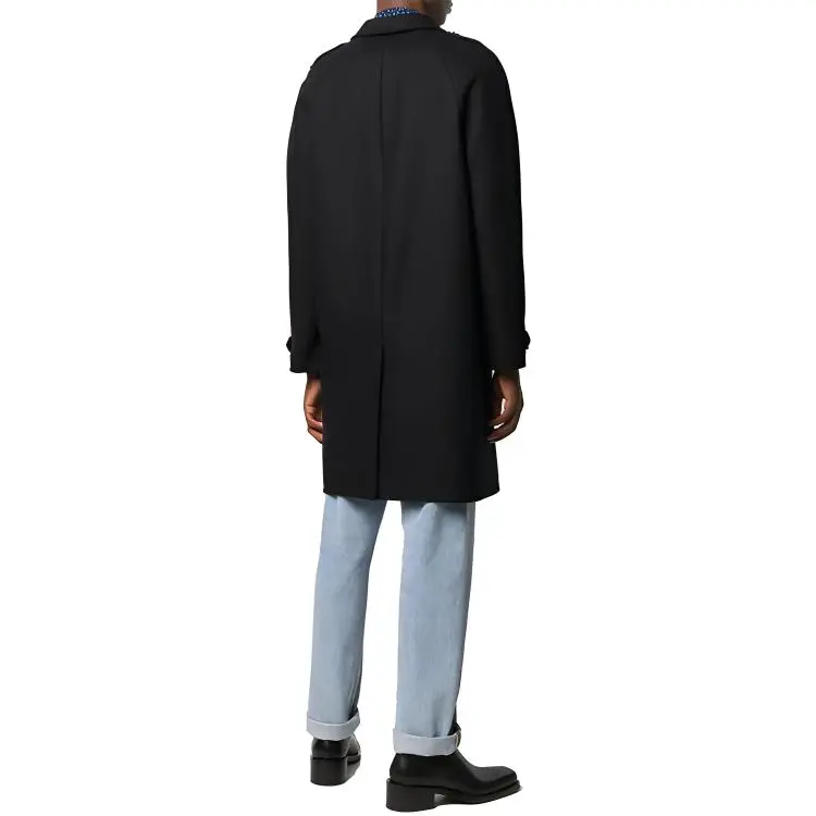 SAINT LAURENT FW21 Men Wool Single-Breasted Coat Black-2