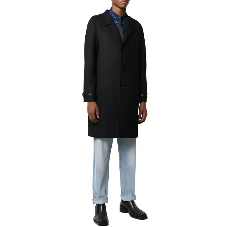 SAINT LAURENT FW21 Men Wool Single-Breasted Coat Black-1