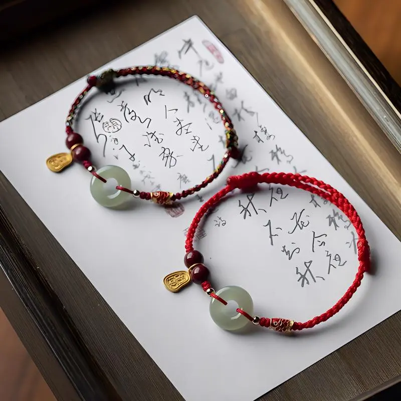 Andaozi Hetian Jade Bracelets Pale Greenish White Jade Unisex-1