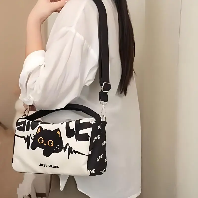 AOSONG Suede Technical Fabric Crossbody Bag Regular Women's Black White-2