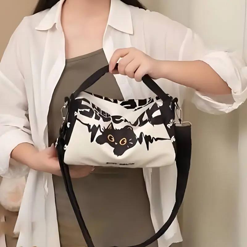 AOSONG Suede Technical Fabric Crossbody Bag Regular Women's Black White-3