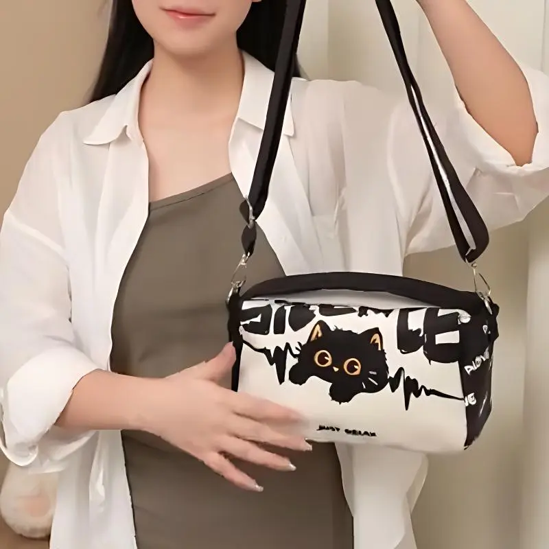 AOSONG Suede Technical Fabric Crossbody Bag Regular Women's Black White-4