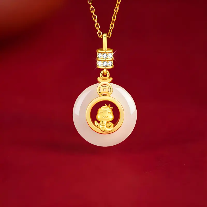 Emerald Hetian Jade Necklaces White Jade Women's-2