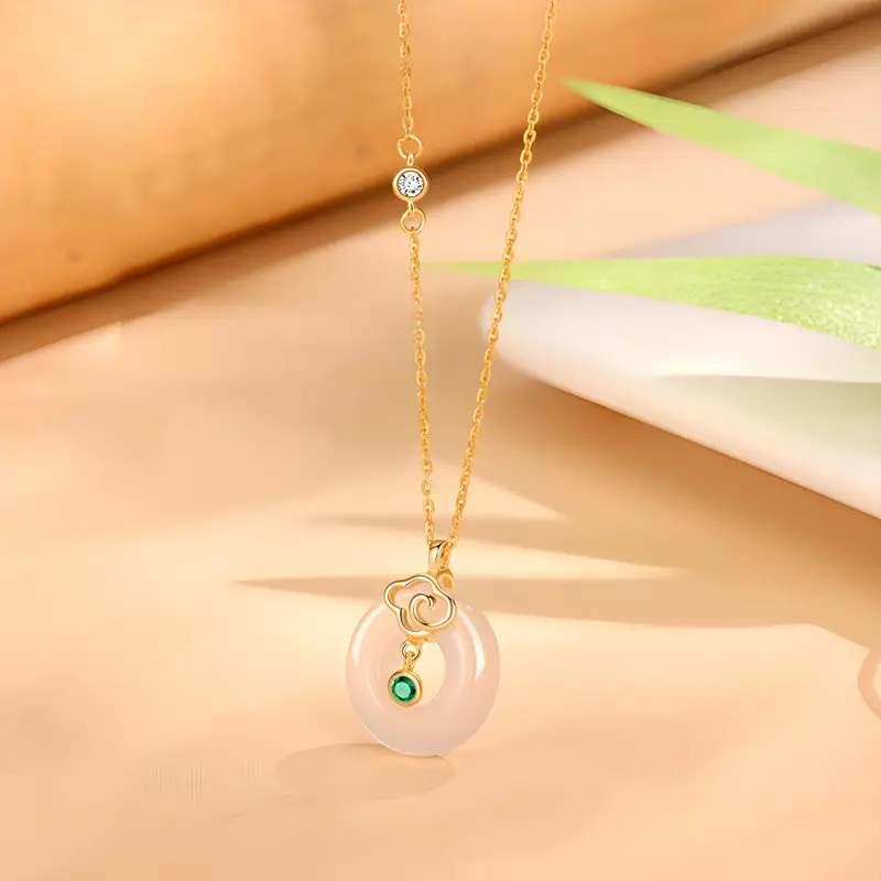 Emerald Chalcedony Necklaces Women's-3