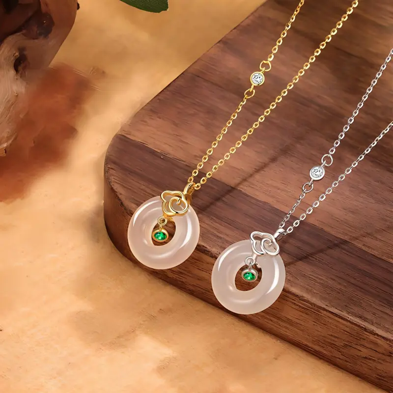 Emerald Chalcedony Necklaces Women's-4