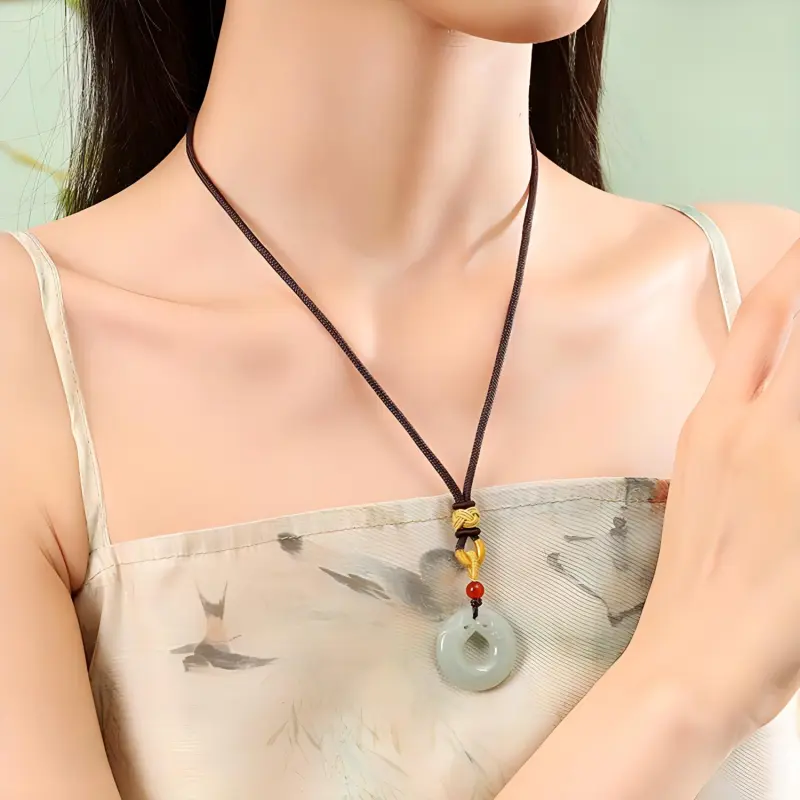 Emerald Hetian Jade Necklaces White Jade/Pale Greenish White Jade Unisex-1