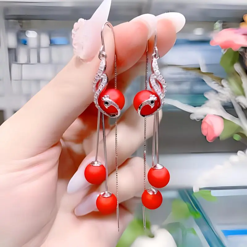 Old Qingyun Silver Building 990 Silver Earrings Women's-4