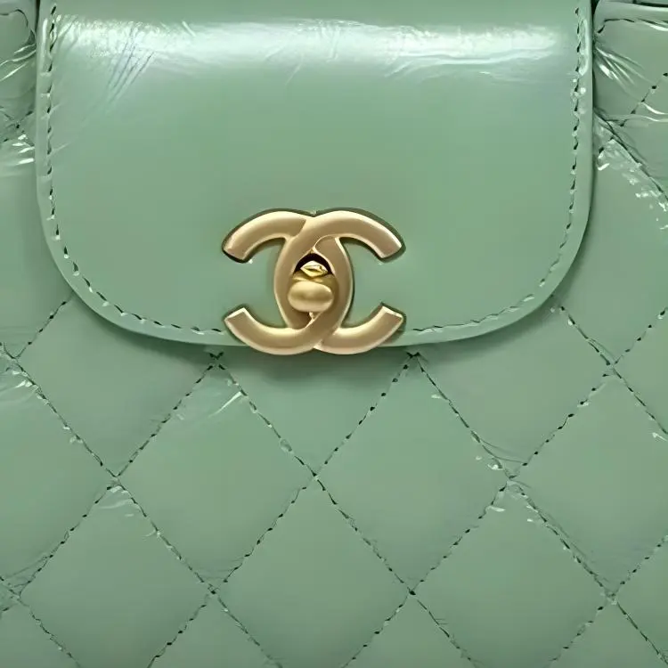 CHANEL Shiny Calfskin Shoulder Bag, Crossbody Bag, Handbag Mini Women's Green-1
