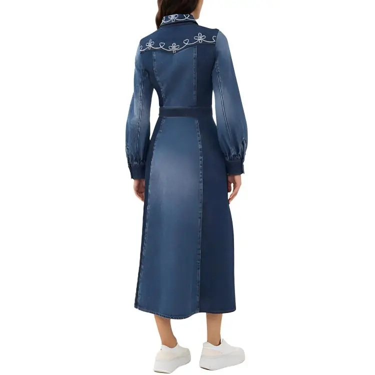 Chloé Embroidered Denim Shirt Dress-2