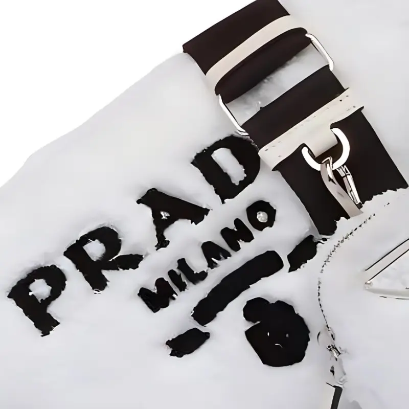 PRADA Triangle Soft Terry Fabric Crossbody Bag, Shoulder Bag Mini Women's White-3