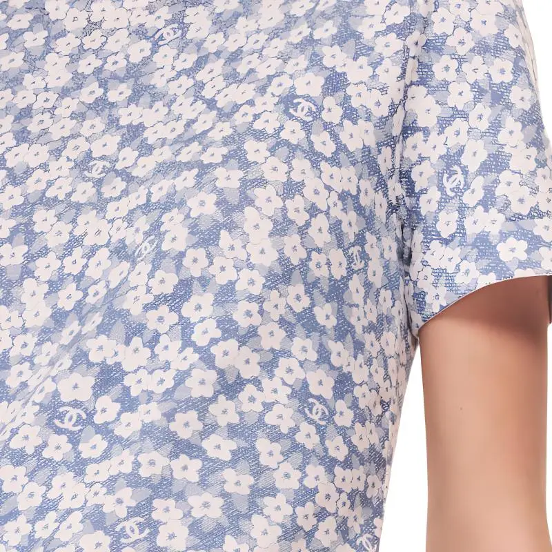 CHANEL T-Shirt Women's Blue White-3
