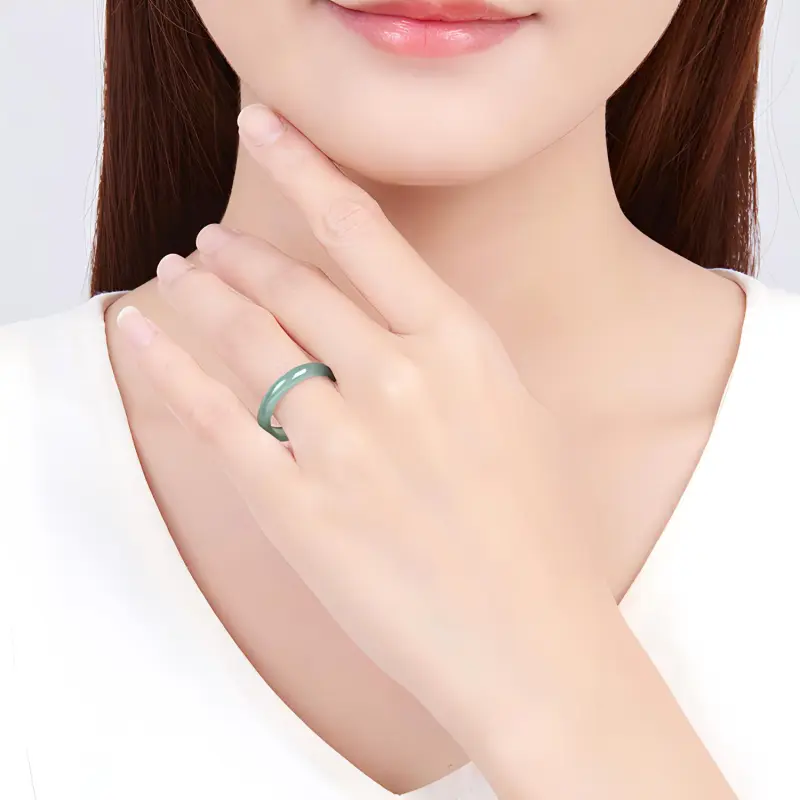 Emerald Glutinous Jade Jadeite Rings Unisex-4