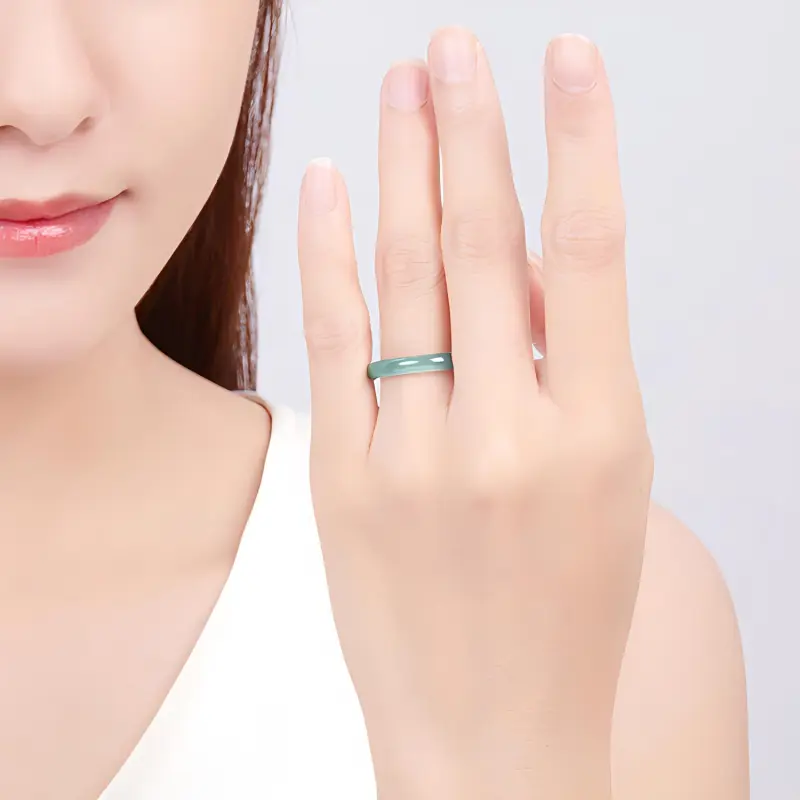 Emerald Glutinous Jade Jadeite Rings Unisex-5