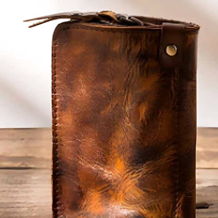 Back Step Cow Leather Key Pouch Regular Unisex Brown Black Coffee-2